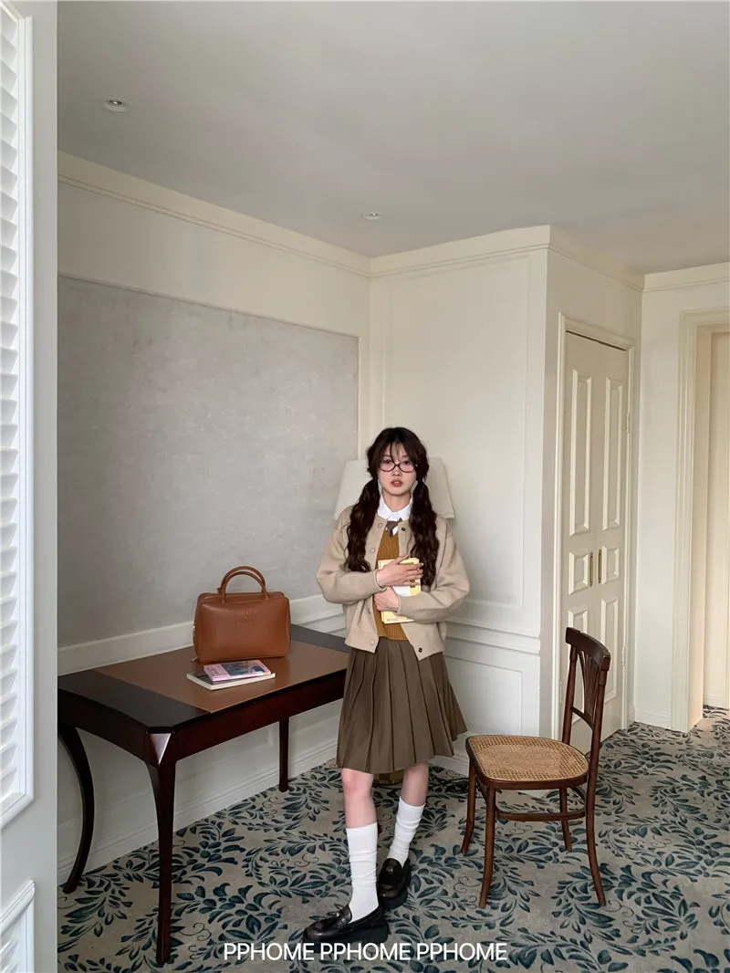 pleated miu wool skirt