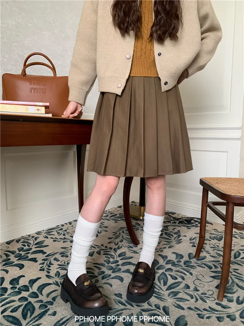 pleated miu wool skirt