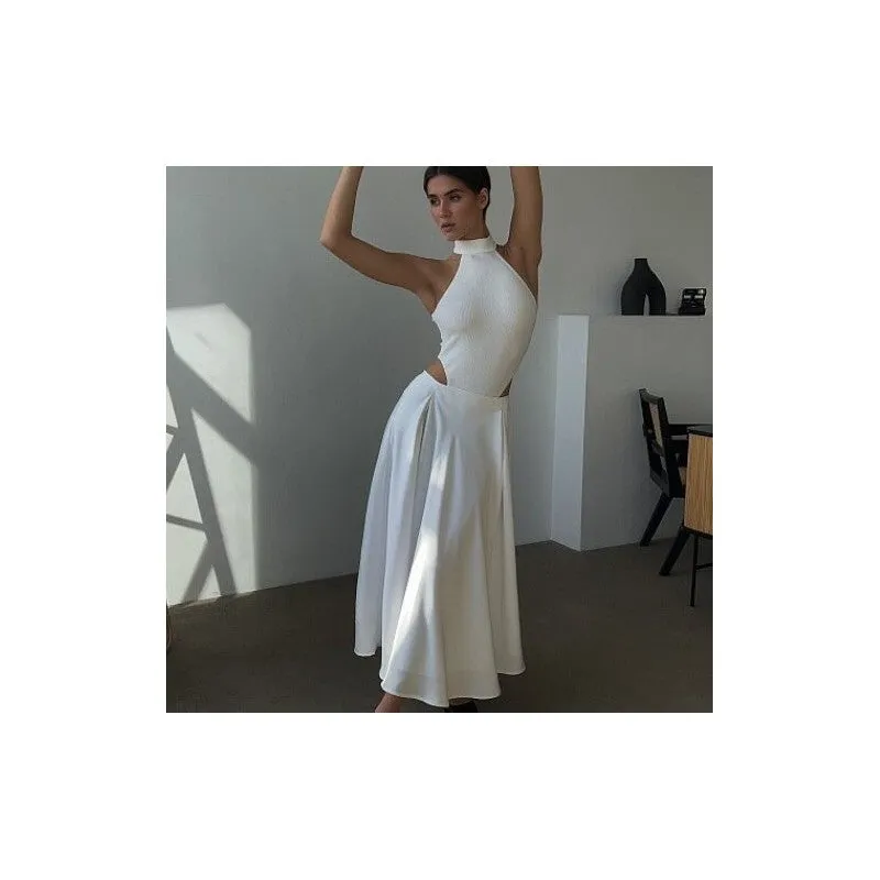 Pleated Satin High-Waisted Midi Skirt