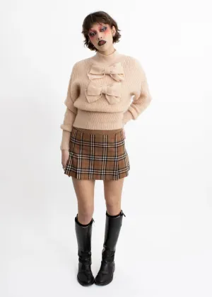 Pleated tartan wool mini skirt