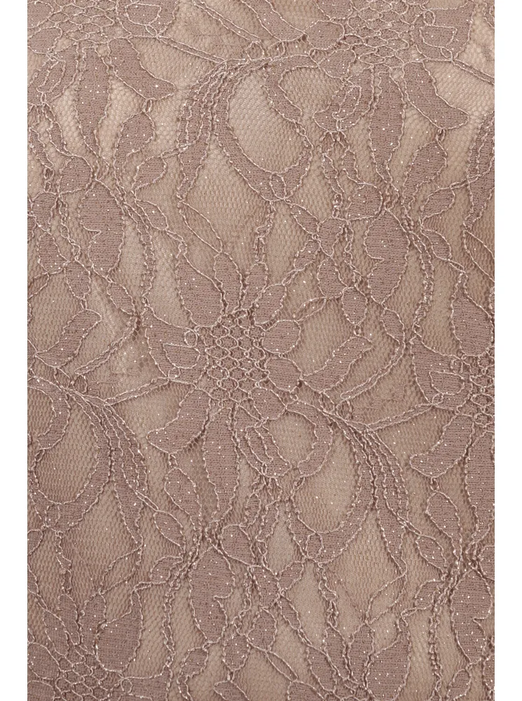 Plus Size Mesmerizing Floral Lace Midi Taupe Dress