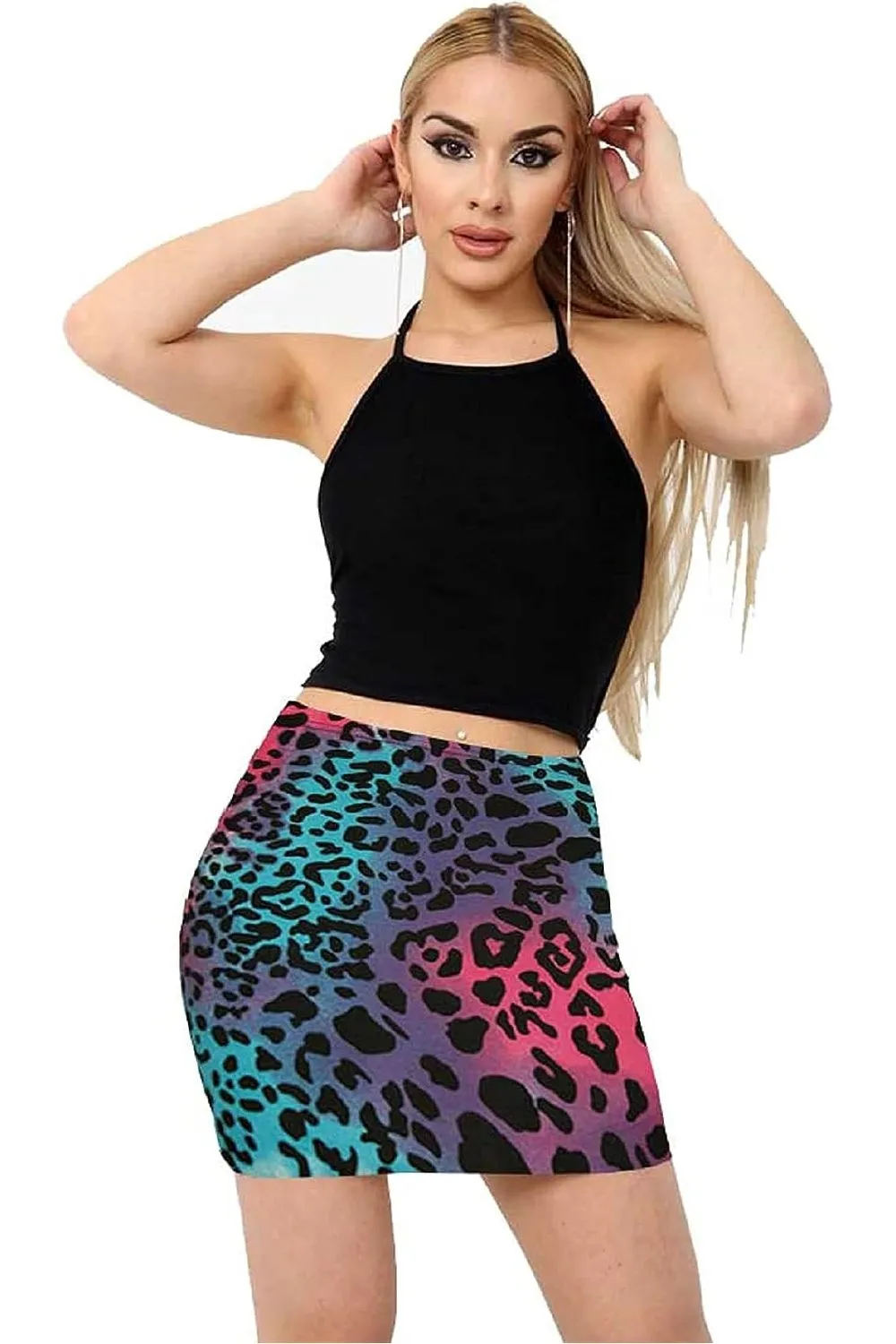 Plus Size Printed Mini Bodycon Short Skirts