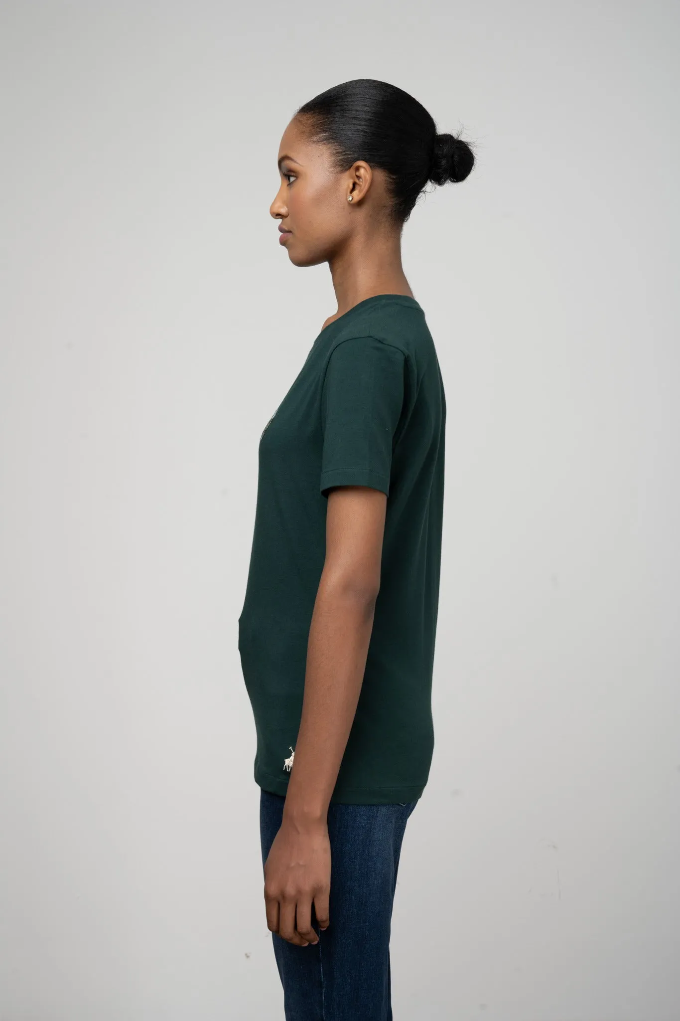 Polo Mbali Short Sleeve Sequin T Shirt Bottle Green
