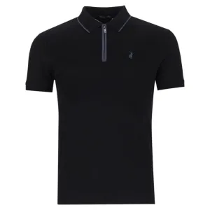 Polo Plain Zip Mercerized Golfer Mens Black
