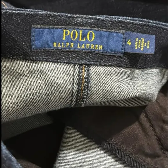 Polo Ralph Lauren Dark Denim Pencil Skirt Size 4 Stretch Zipper Pockets
