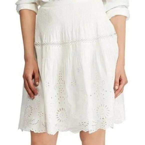 Polo Ralph Lauren Eyelet Mini Skirt ~ White ~ NEW!