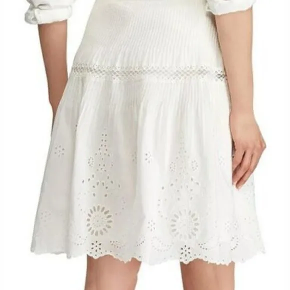Polo Ralph Lauren Eyelet Mini Skirt ~ White ~ NEW!