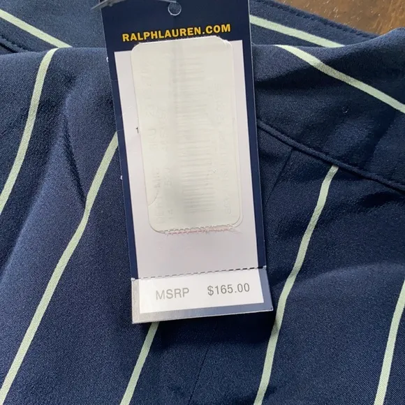 POLO RALPH LAUREN Navy And Cream Striped 💯 Silk Shorts.