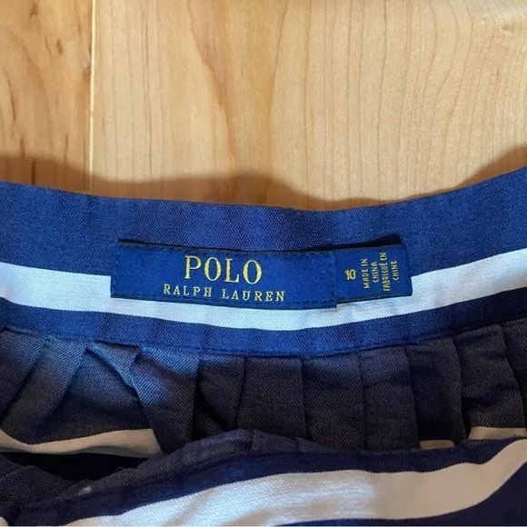 Polo Ralph Lauren Striped A-line Silk/Cotten Blend Navy/white Skirt