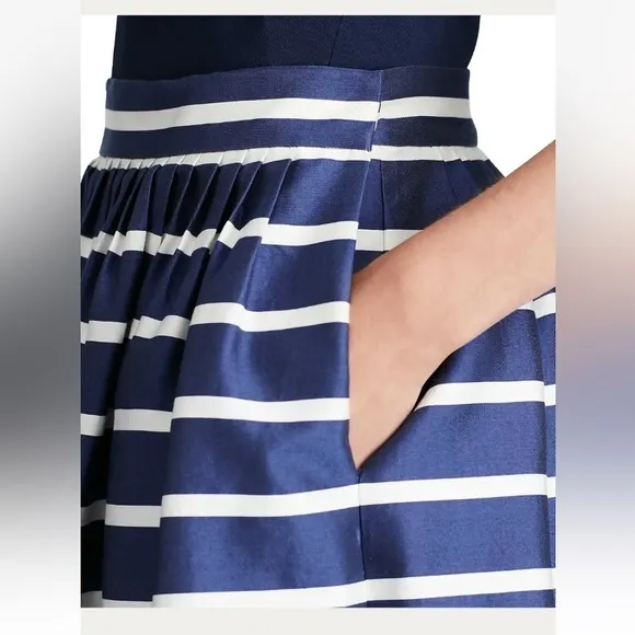 Polo Ralph Lauren Striped A-line Silk/Cotten Blend Navy/white Skirt
