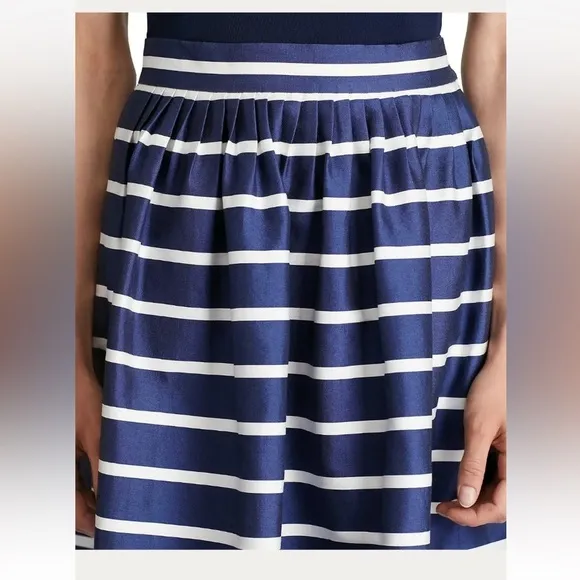 Polo Ralph Lauren Striped A-line Silk/Cotten Blend Navy/white Skirt