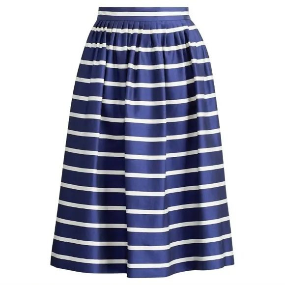 Polo Ralph Lauren Striped A-line Silk/Cotten Blend Navy/white Skirt