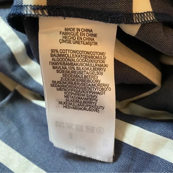 Polo Ralph Lauren Striped A-line Silk/Cotten Blend Navy/white Skirt
