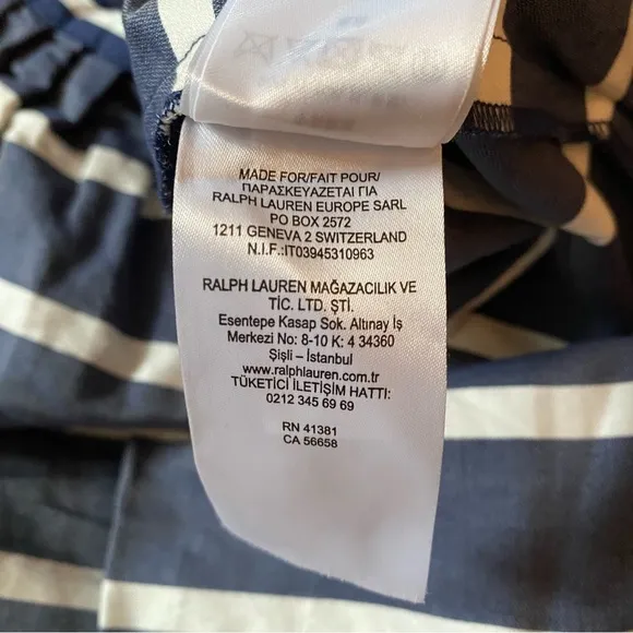 Polo Ralph Lauren Striped A-line Silk/Cotten Blend Navy/white Skirt