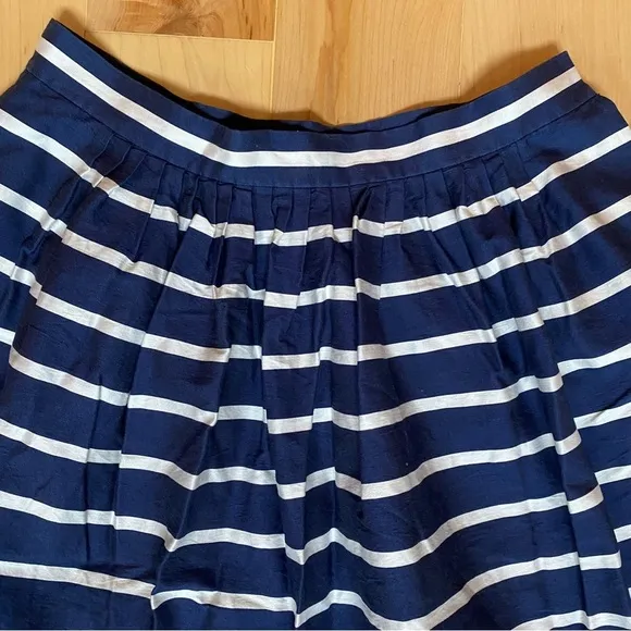 Polo Ralph Lauren Striped A-line Silk/Cotten Blend Navy/white Skirt