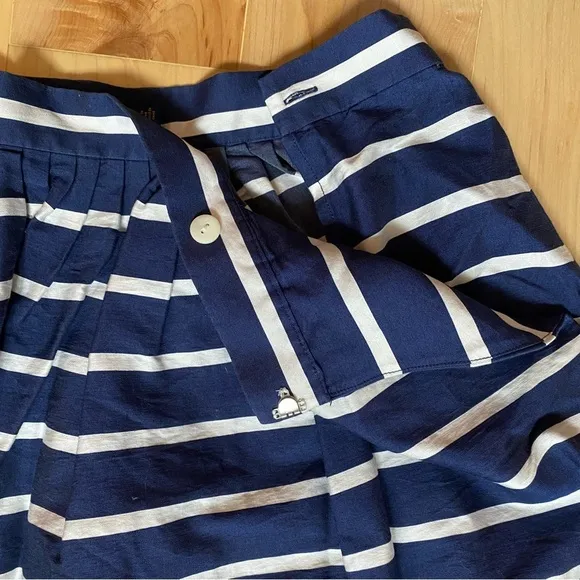 Polo Ralph Lauren Striped A-line Silk/Cotten Blend Navy/white Skirt