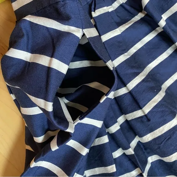Polo Ralph Lauren Striped A-line Silk/Cotten Blend Navy/white Skirt