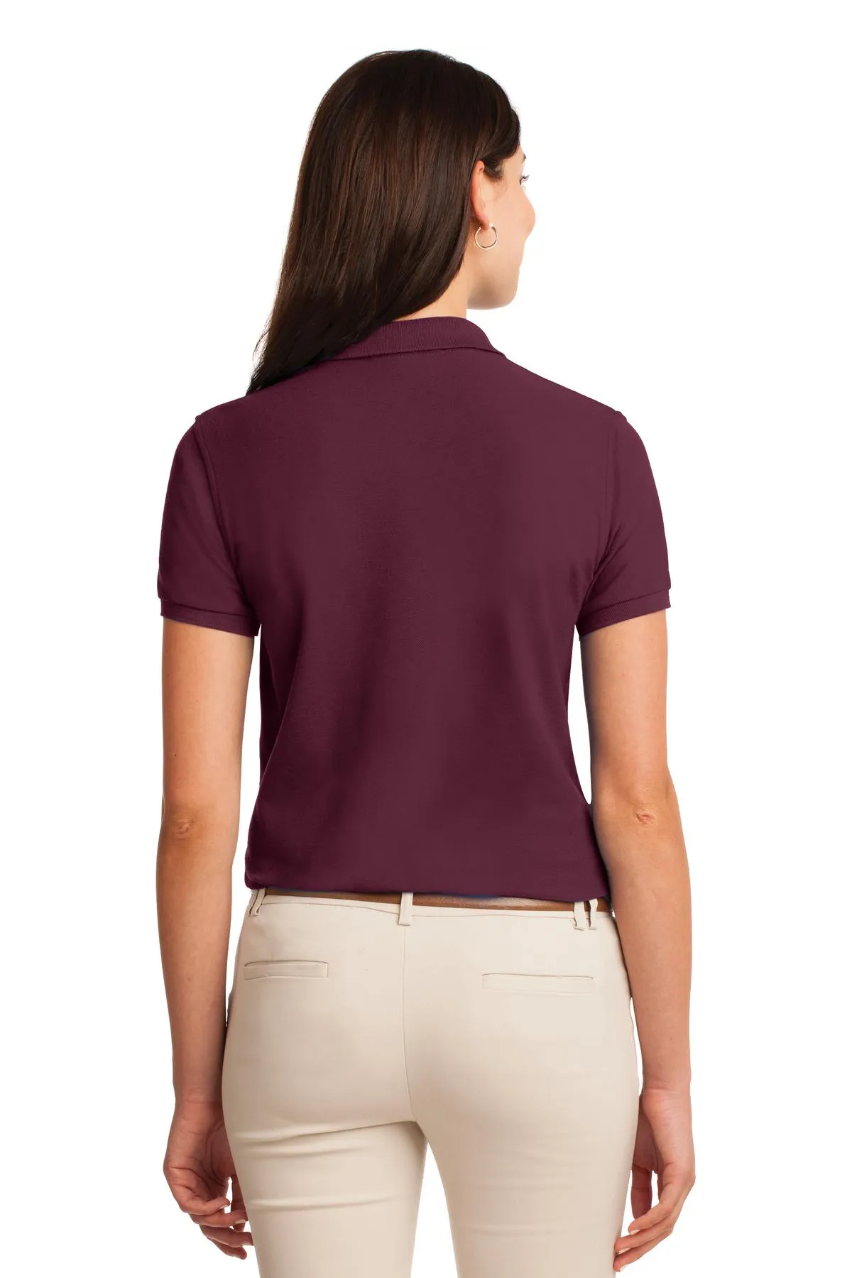 Port Authority Women's Silk Touch Polo.  L500 Burgundy