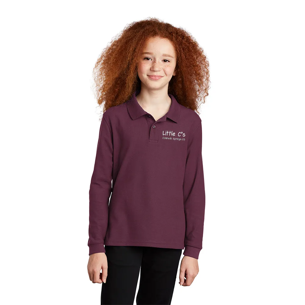 Port Authority Youth Silk Touch Long Sleeve Polo, Printed