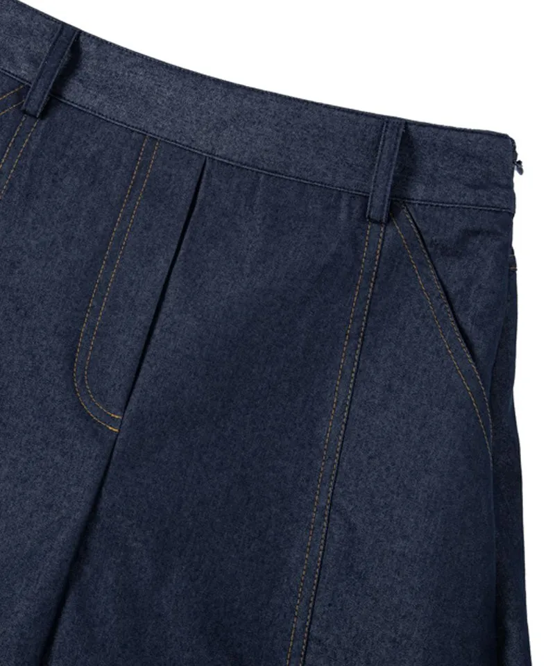 POSHERD Bio Stretch Denim Skirt - Indigo
