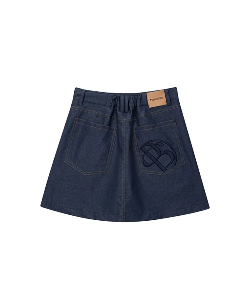 POSHERD Bio Stretch Denim Skirt - Indigo