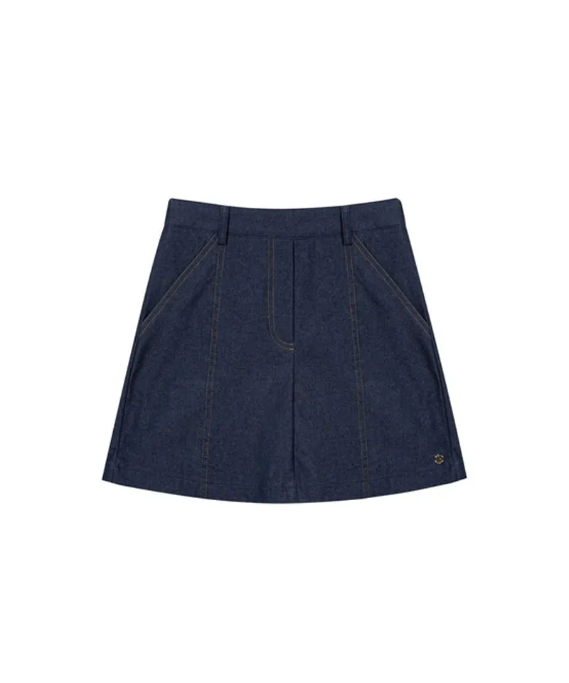 POSHERD Bio Stretch Denim Skirt - Indigo