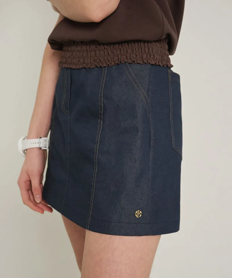 POSHERD Bio Stretch Denim Skirt - Indigo