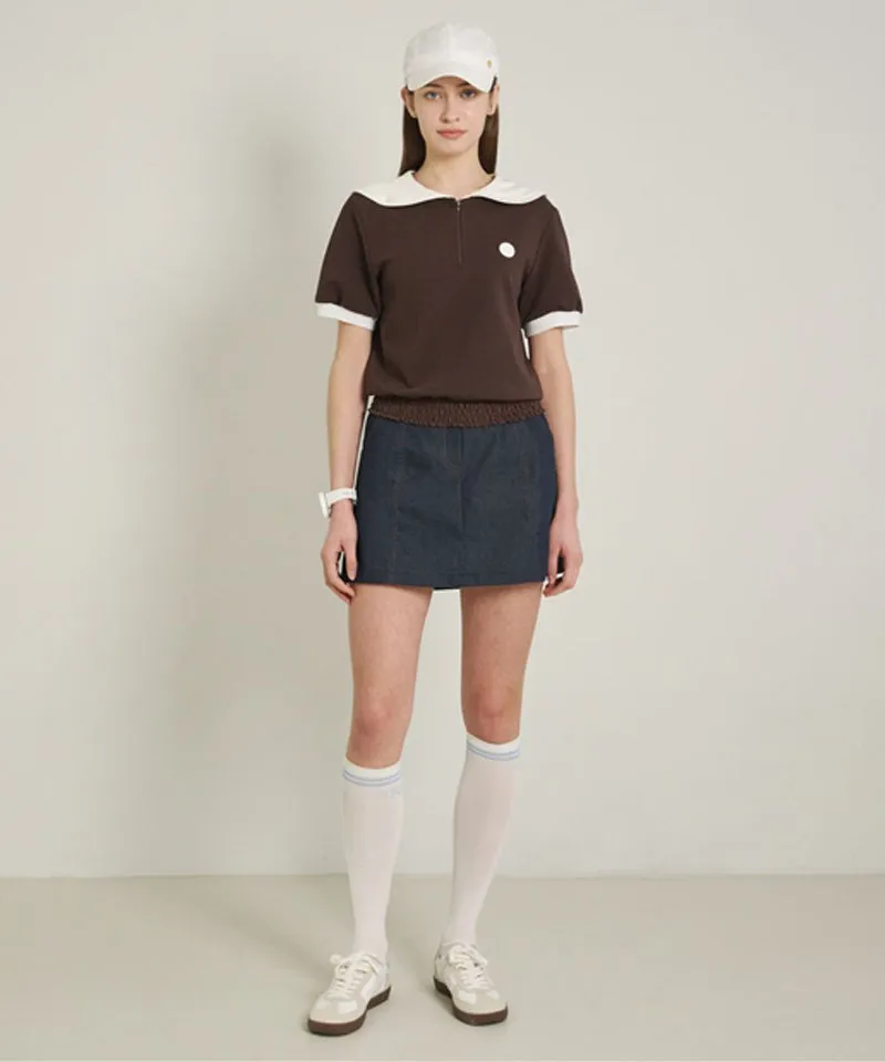 POSHERD Bio Stretch Denim Skirt - Indigo