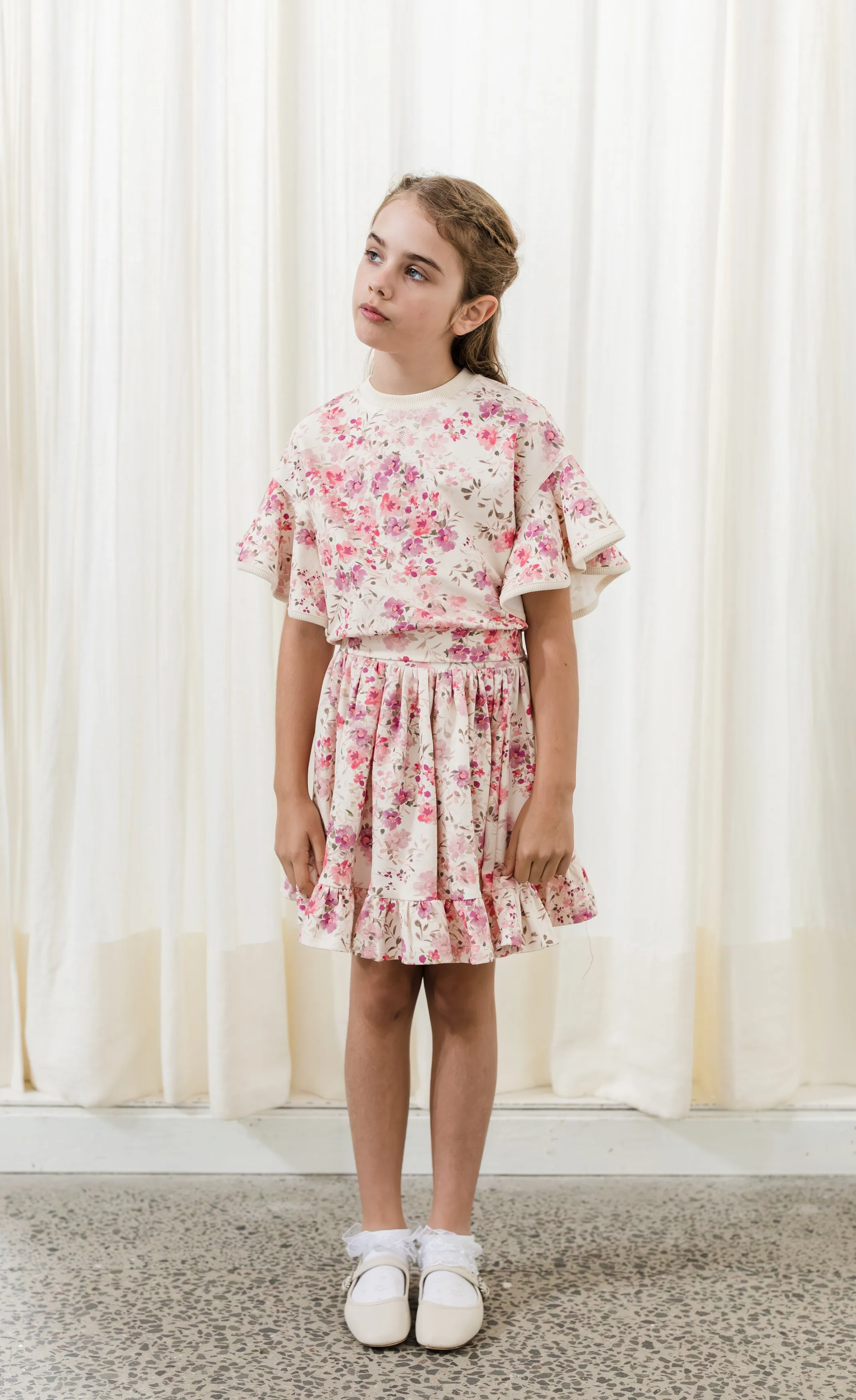 Posie print sweat skirt by Petite Pink