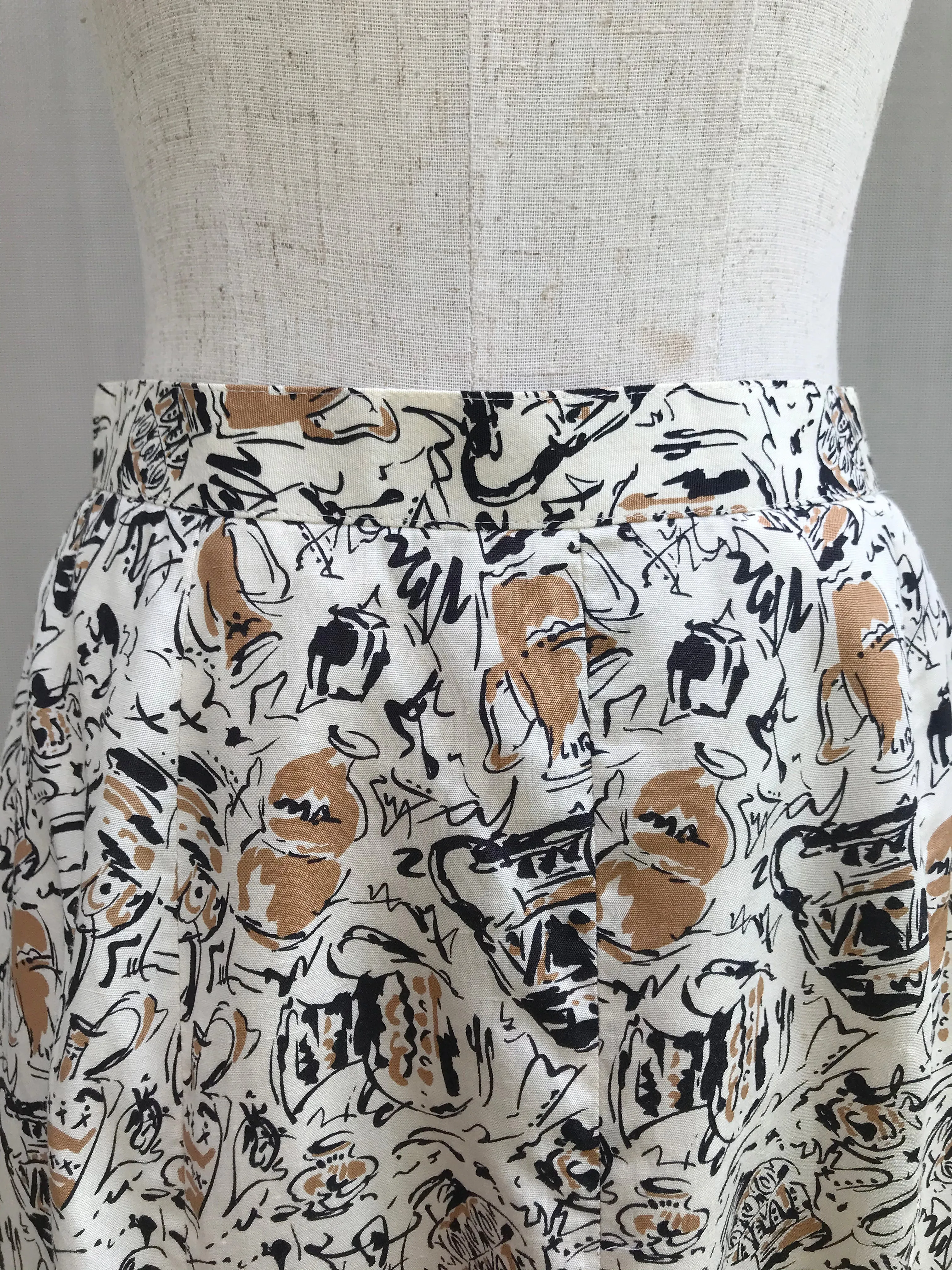 Pottery Print Mermaid-cut Skirt