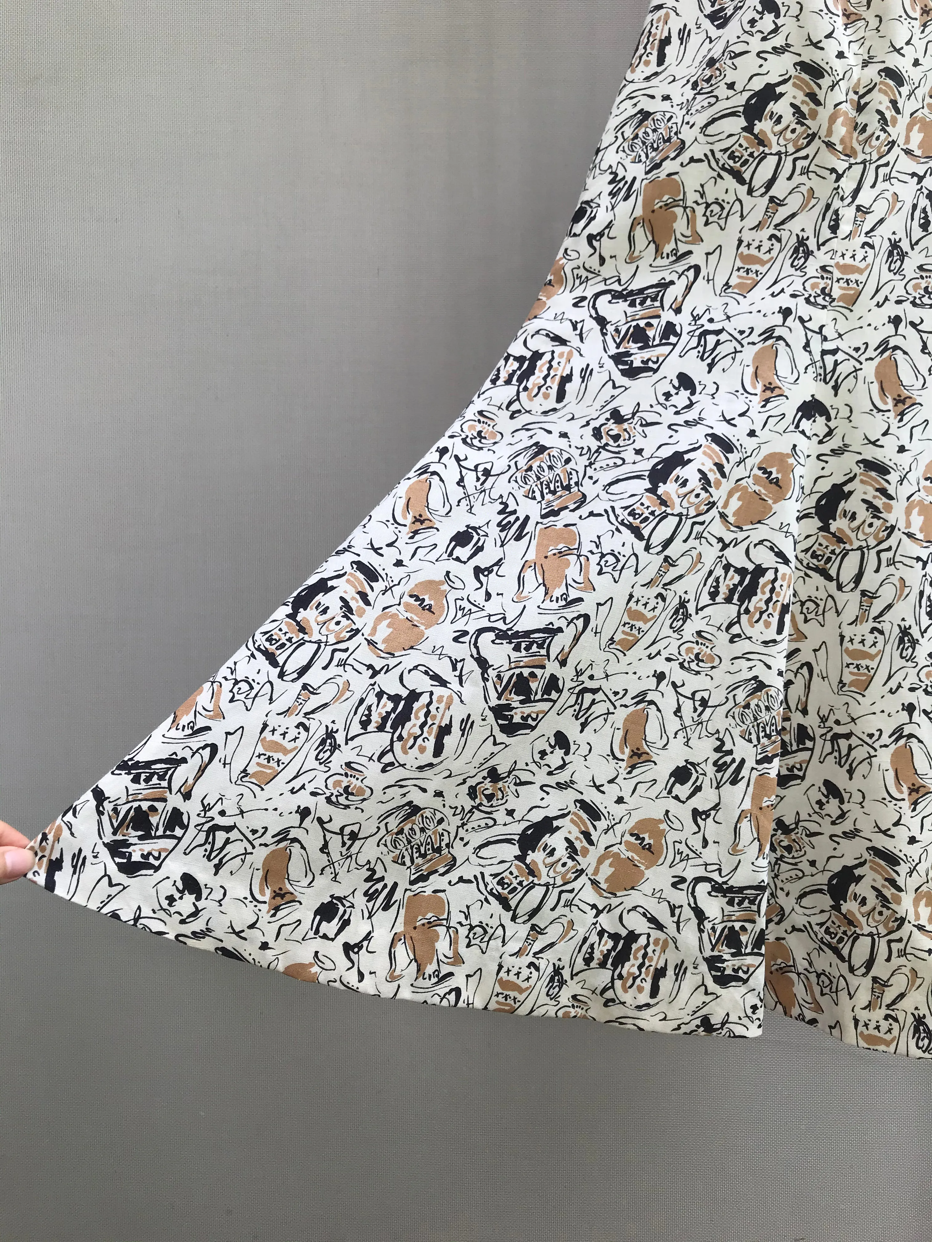 Pottery Print Mermaid-cut Skirt