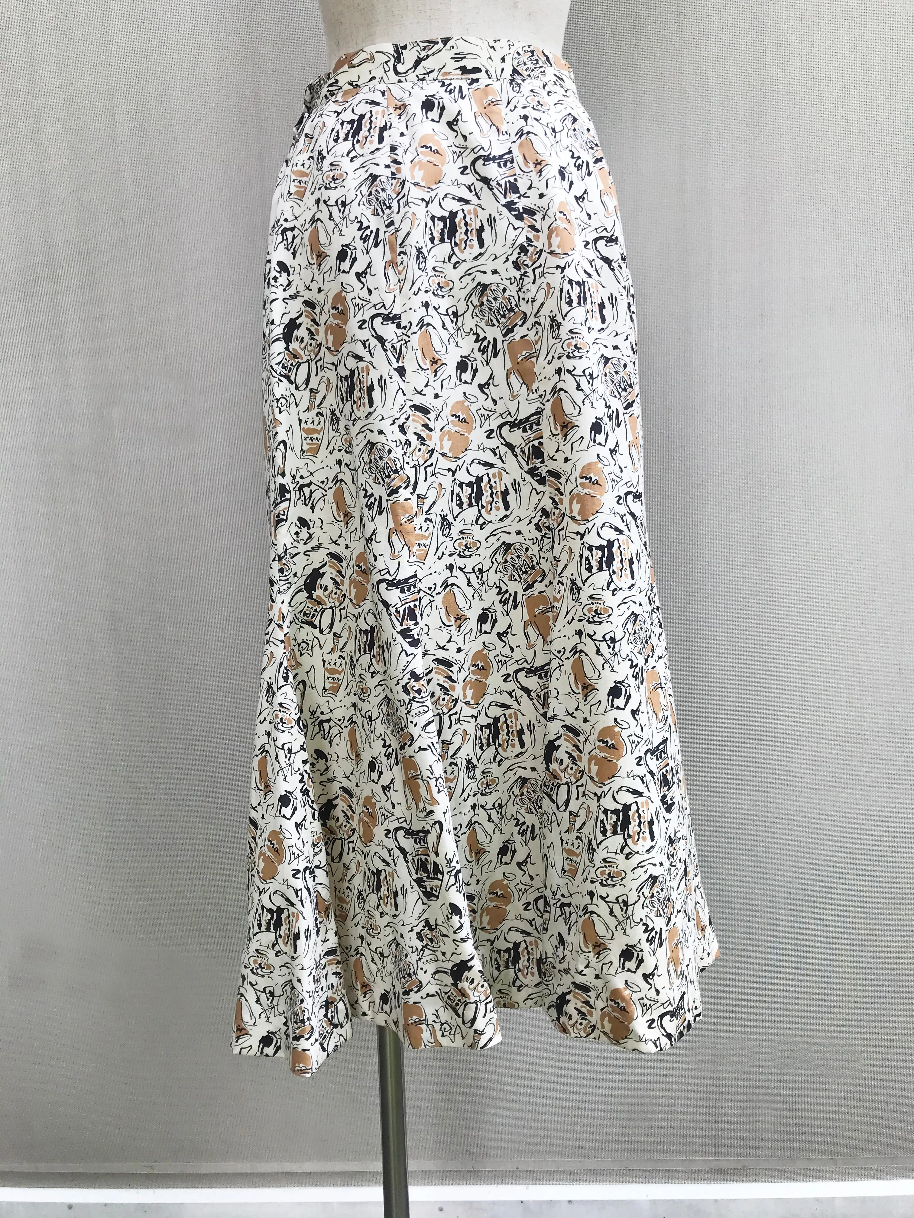 Pottery Print Mermaid-cut Skirt