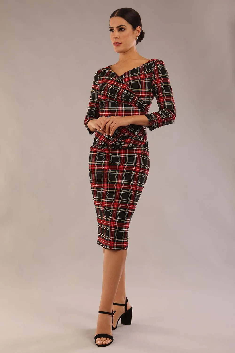 (PRE-ORDER) Horizon Tartan Stretch Pencil Dress