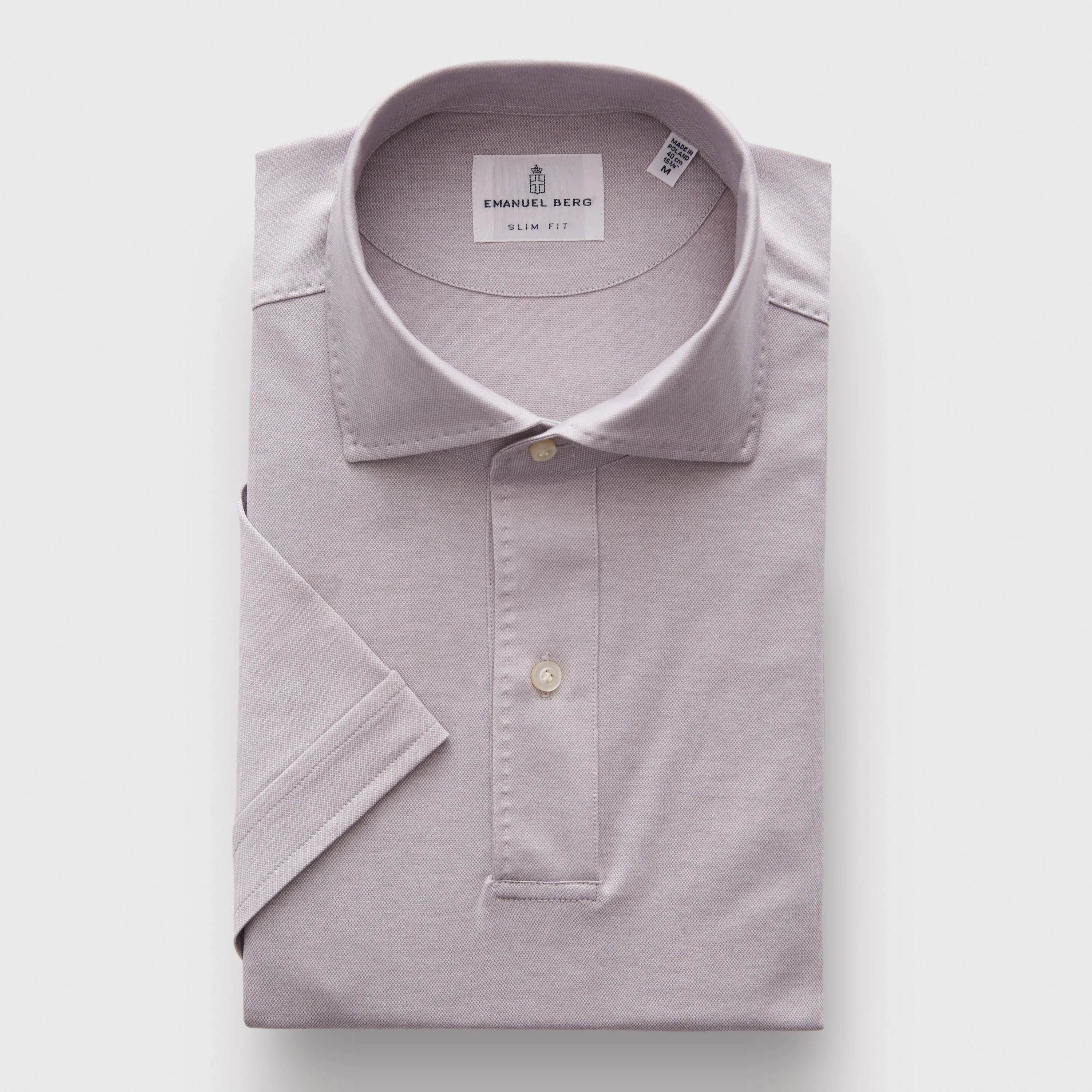 Premium Jersey Knit Short Sleeve Polo in Grey