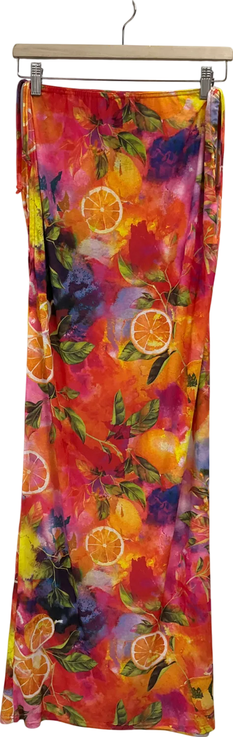 PrettyLittleThing Multicoloured Fruit Print Midaxi Skirt UK 14