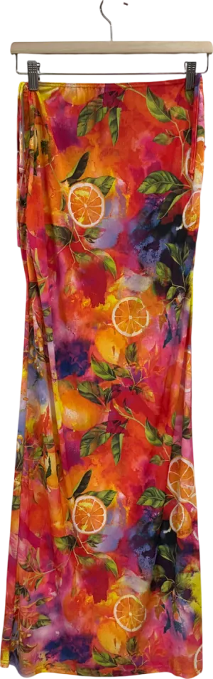 PrettyLittleThing Multicoloured Fruit Print Midaxi Skirt UK 14