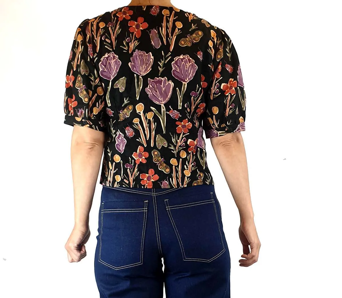 Princess Highway cotton-linen cropped floral print top size 8