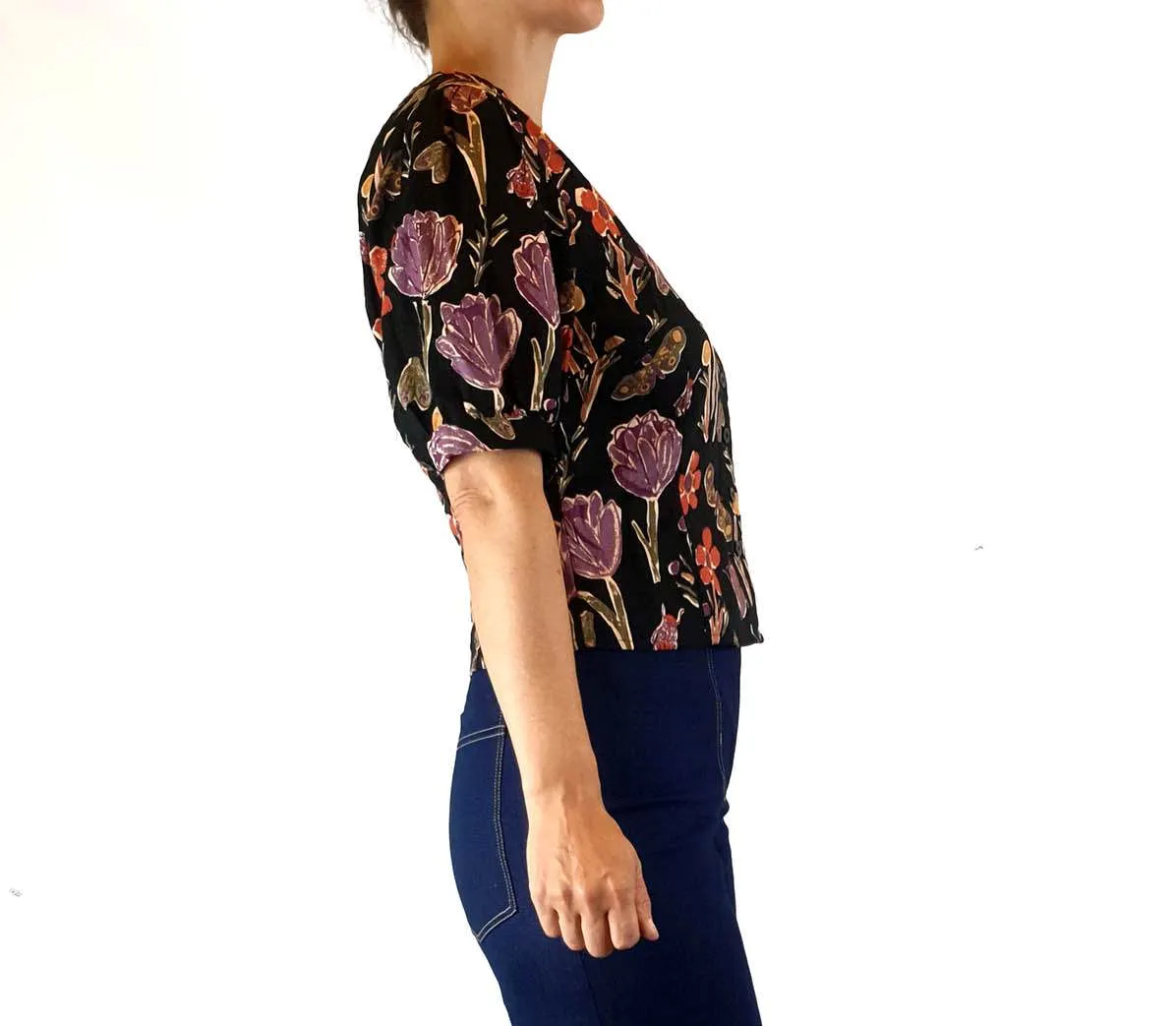 Princess Highway cotton-linen cropped floral print top size 8