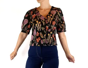 Princess Highway cotton-linen cropped floral print top size 8