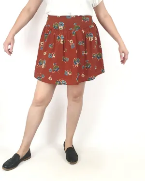 Princess Highway deep orange print skirt size 14