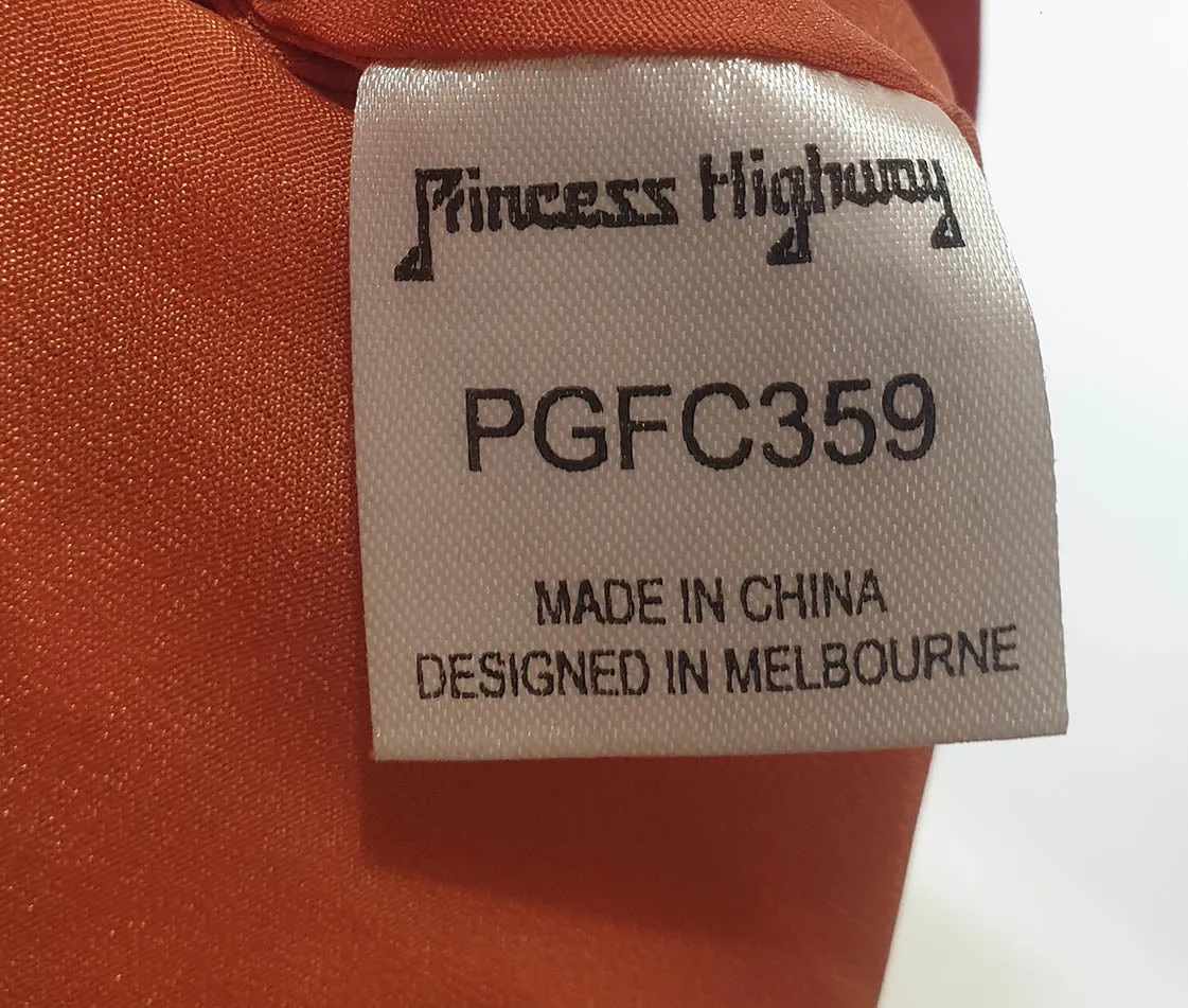 Princess Highway deep orange print skirt size 14