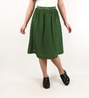 Princess Highway green skirt with blue polka dots size 6