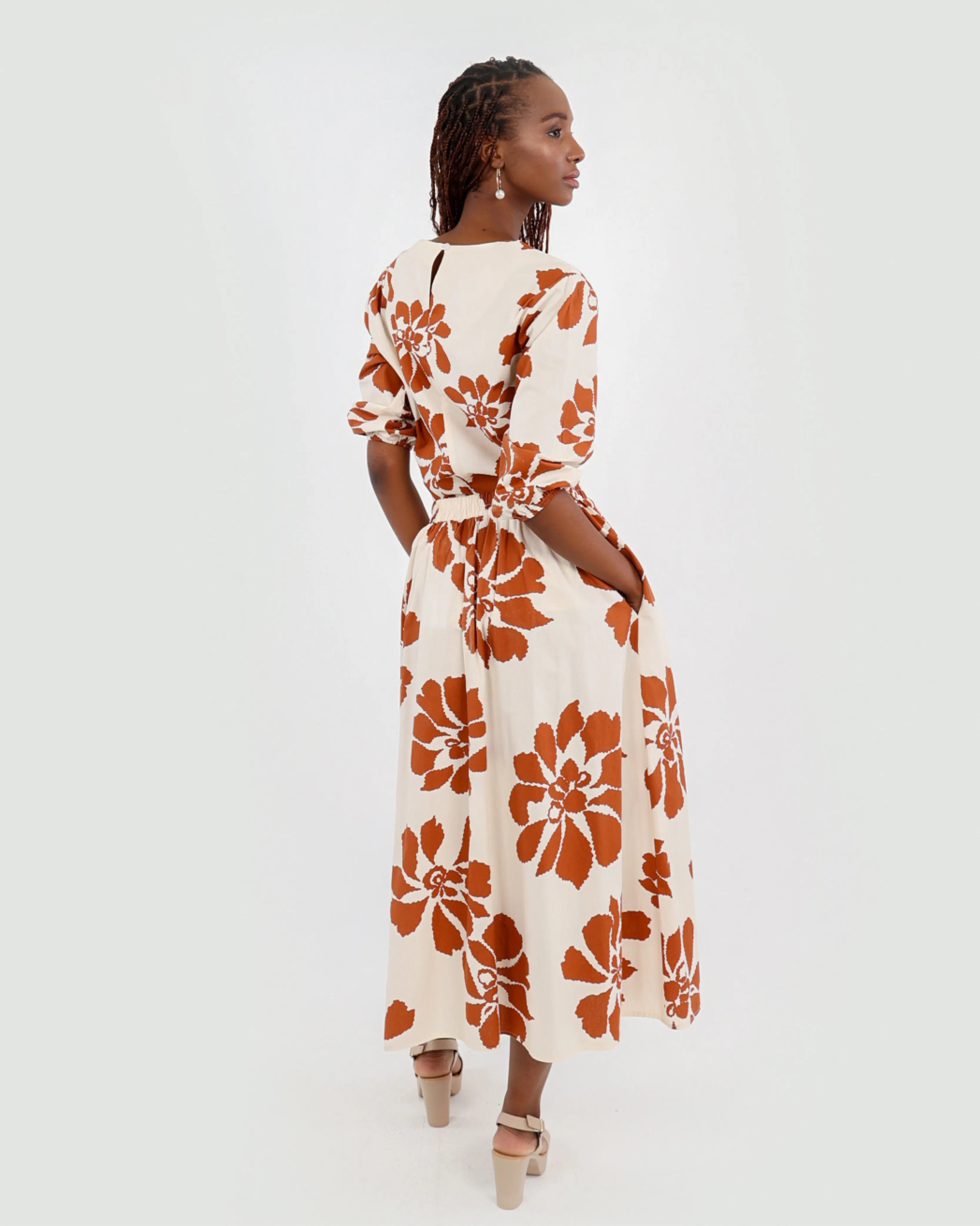 Printed Cotton Poplin Flared Skirt