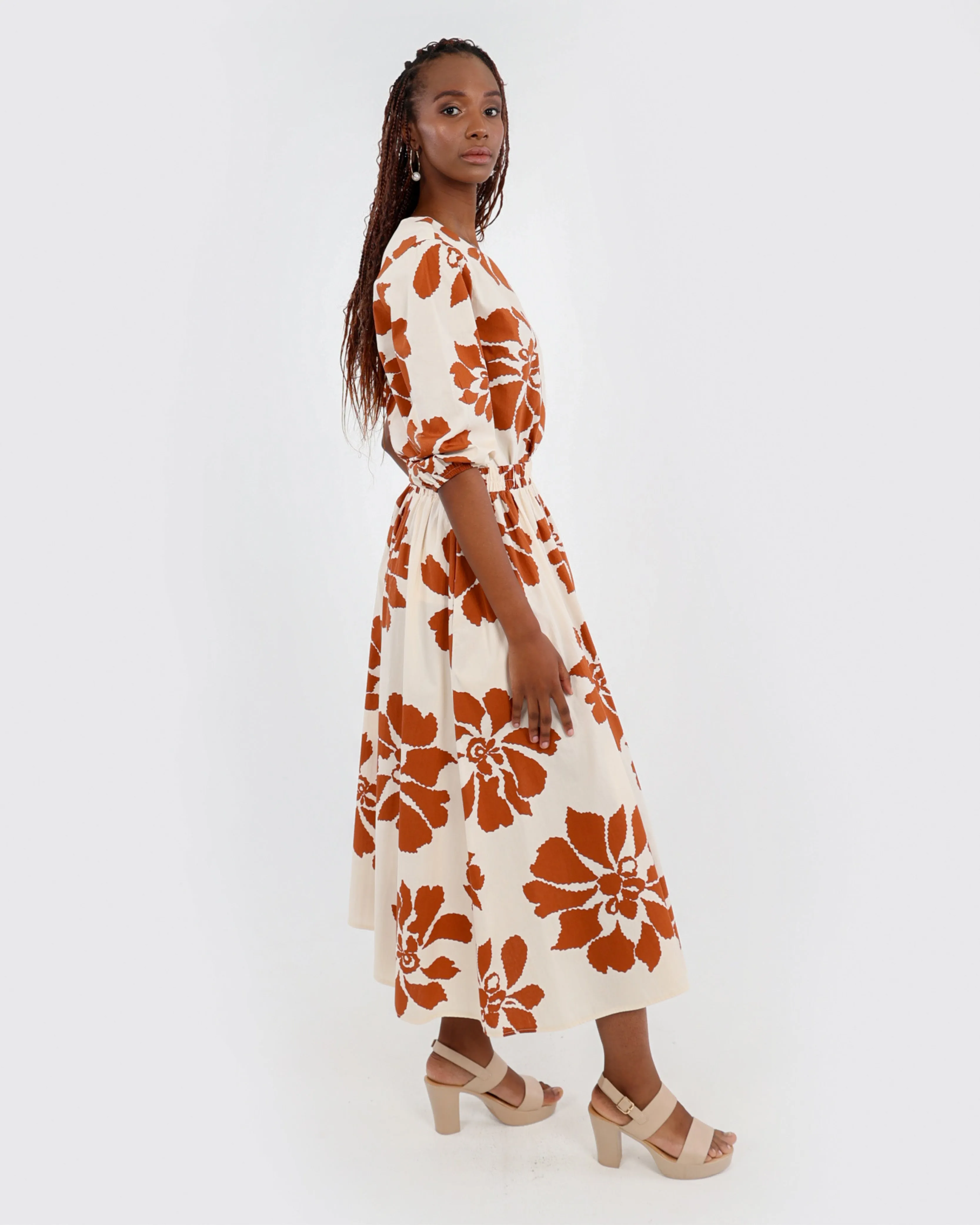 Printed Cotton Poplin Flared Skirt