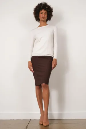 PULL ON SKIRT 2-Way Stretch Brown