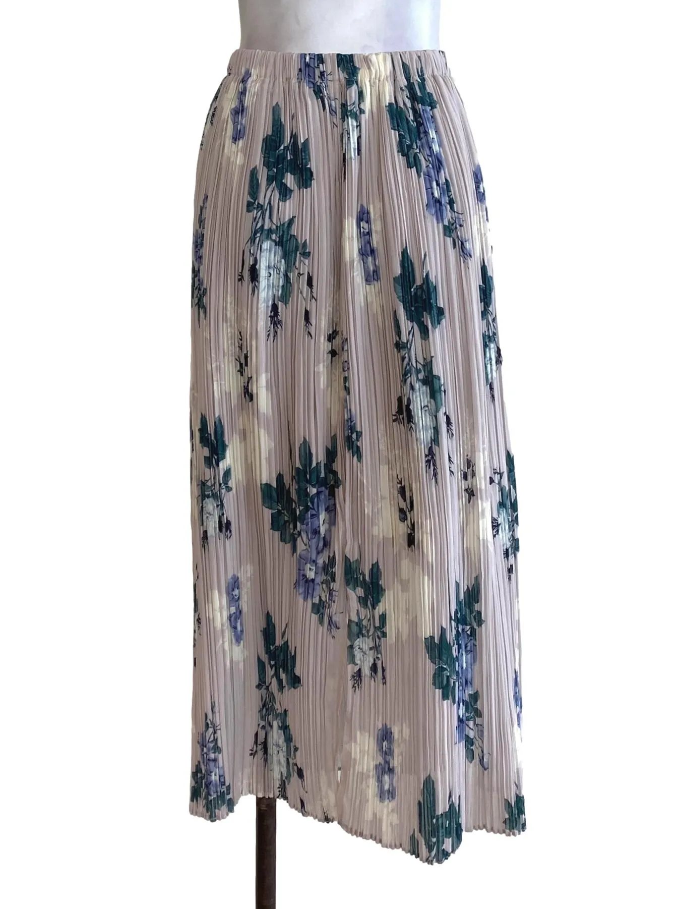Purple Floral Pleated Skirt