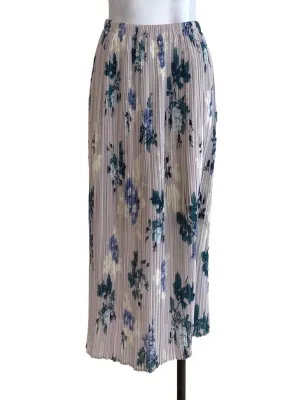 Purple Floral Pleated Skirt