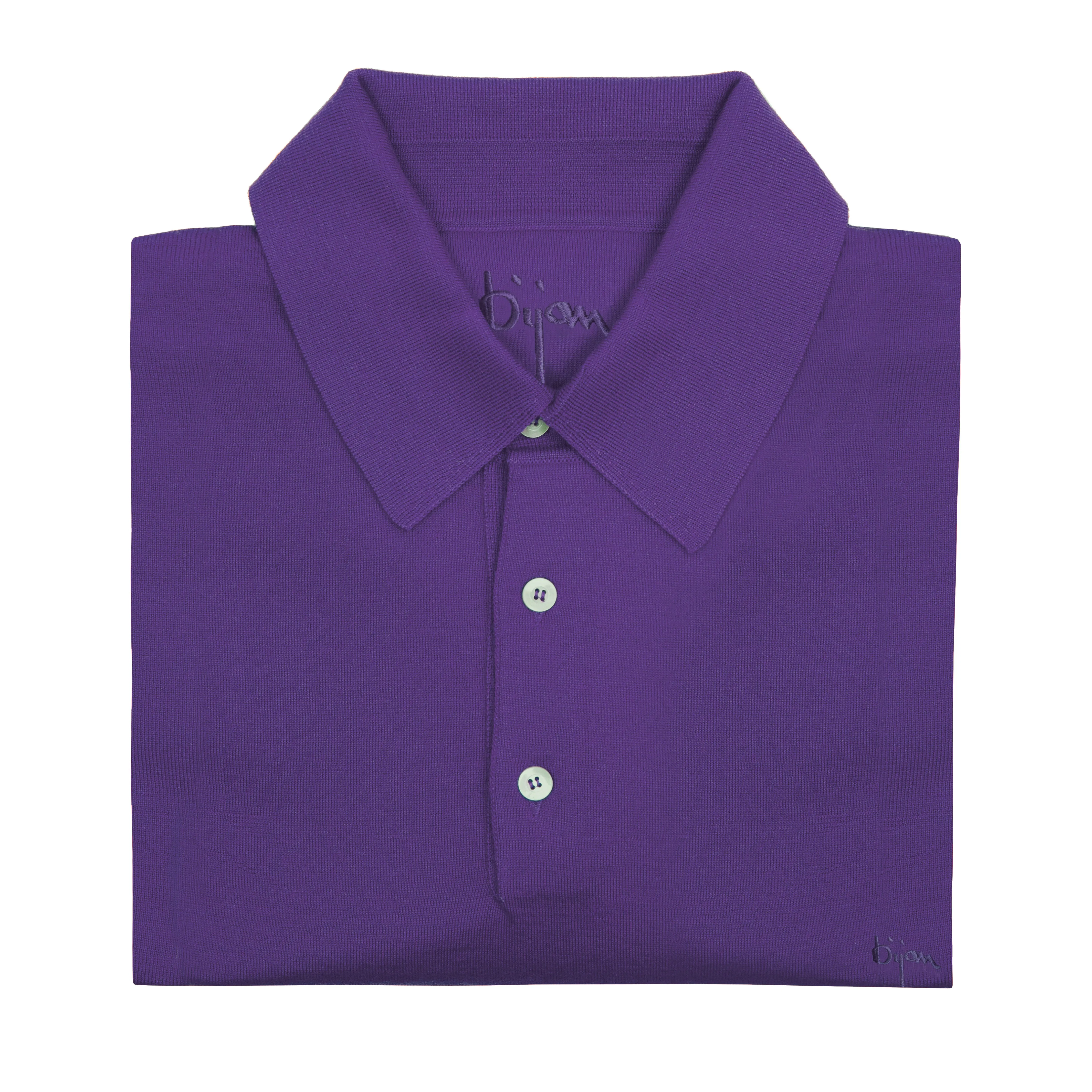Purple Long Sleeve Cashmere and Silk Polo Shirt