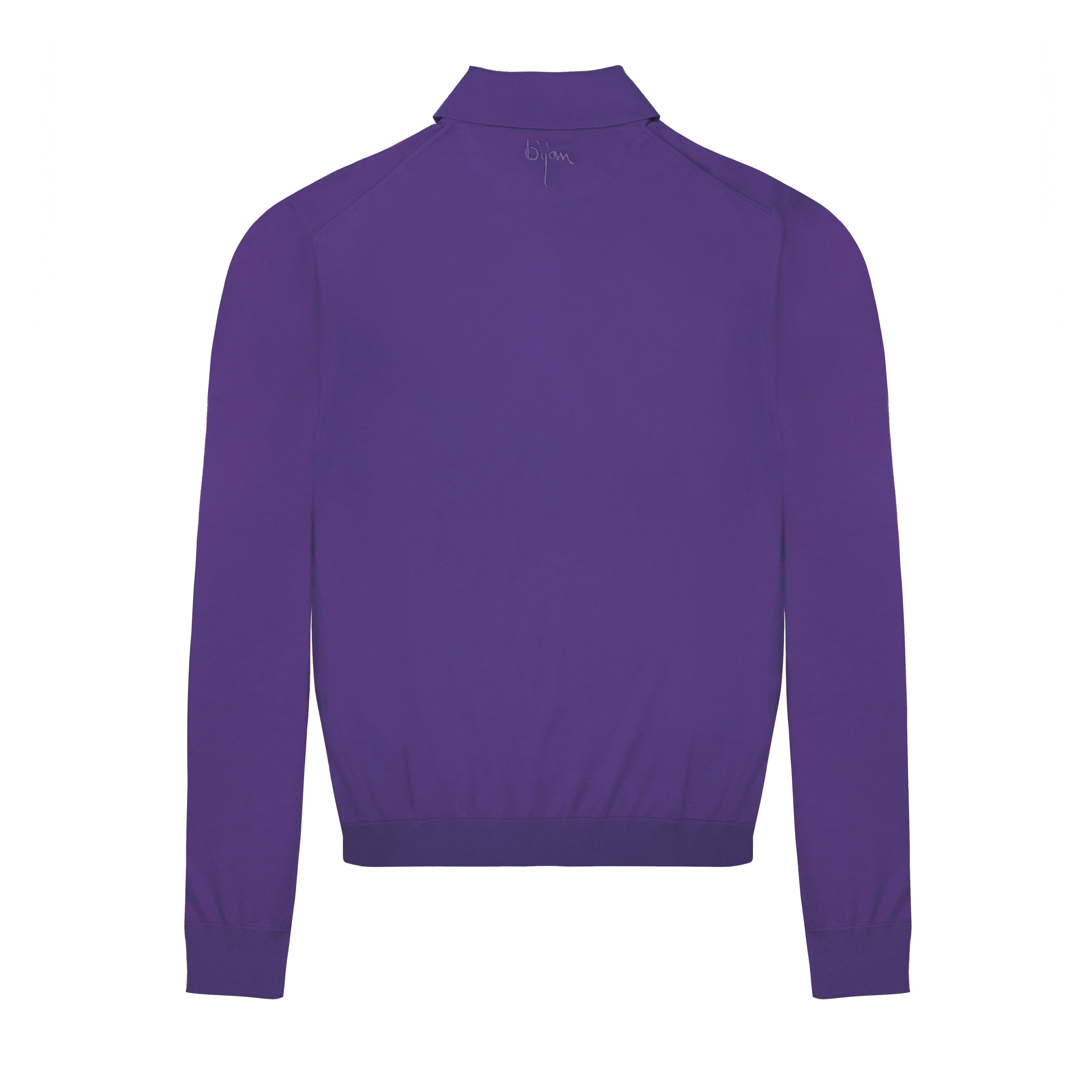 Purple Long Sleeve Cashmere and Silk Polo Shirt