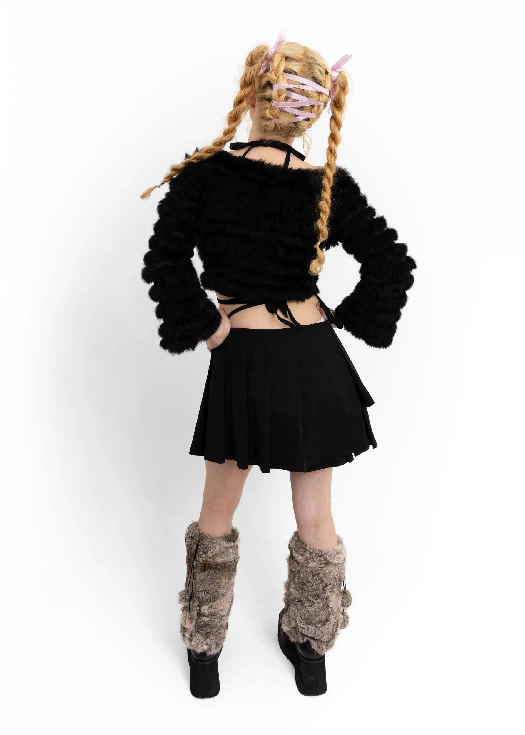 Pīwakawaka wrap tennis skirt- black
